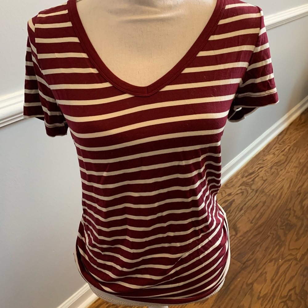Garnet White Striped Tee, Target, Sz Small